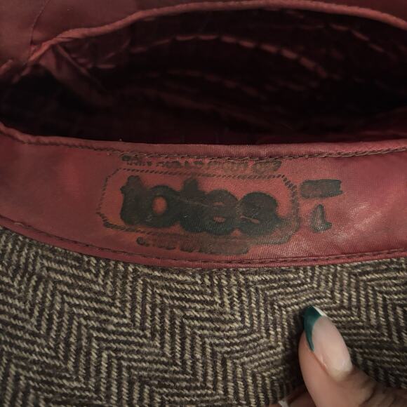 Vintage Totes Rain Rolls Right Off Mens Walking Hat Brown Herringbone Size L - Picture 7 of 8